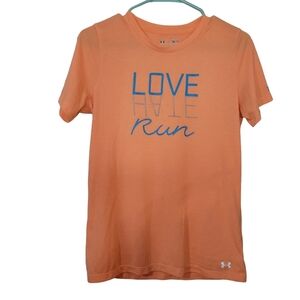 Under Armour heat gear crew neck top orange women size small